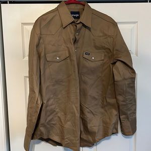 Wrangler Men’s Pearl Snap Shirt, Khaki Size XL